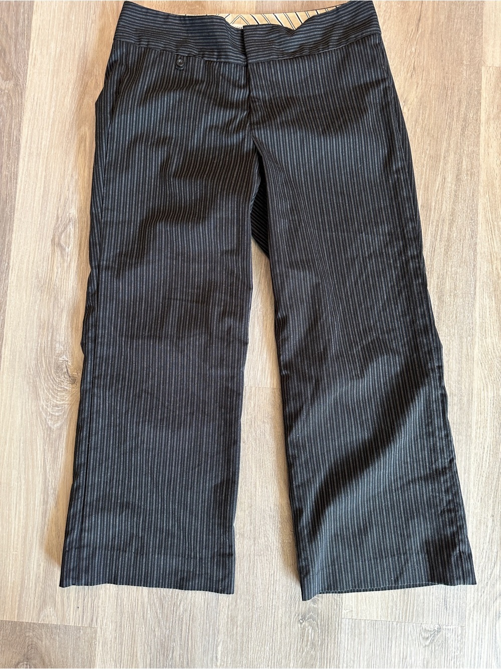 Black Pinstripe Dress Pants Dockers ideal fit size 8 cropped love these
